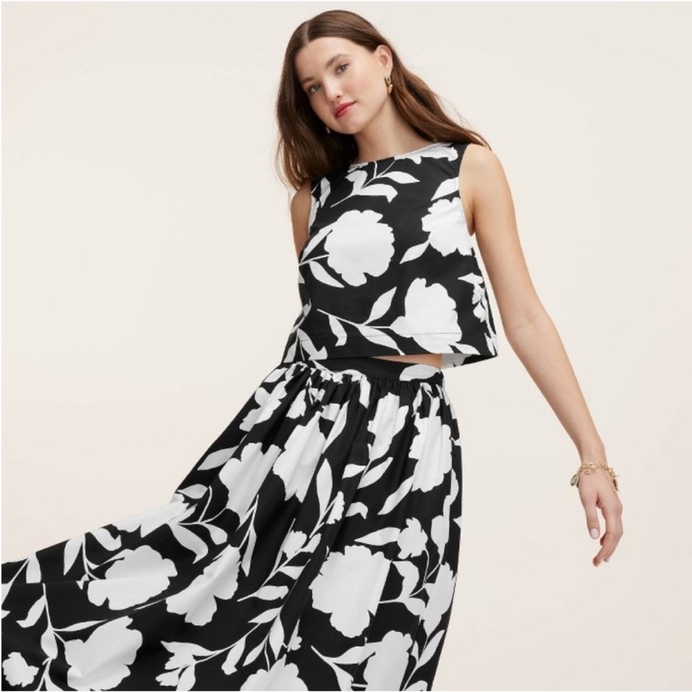 NWT kate spade new york x Target Black/Cream Volume Midi Skirt & Tank Top